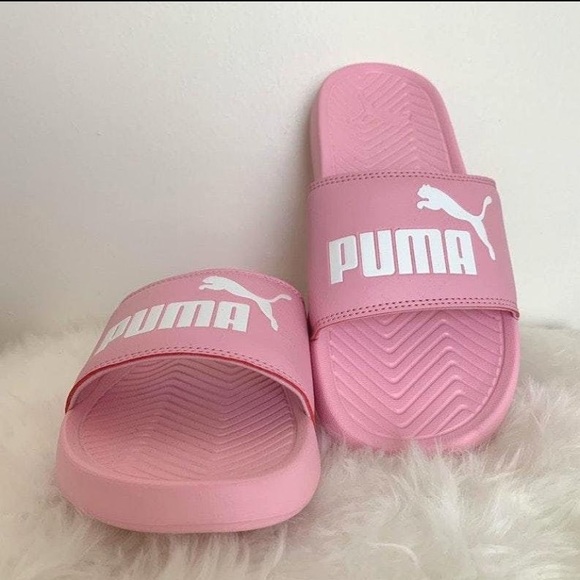 light pink puma slides